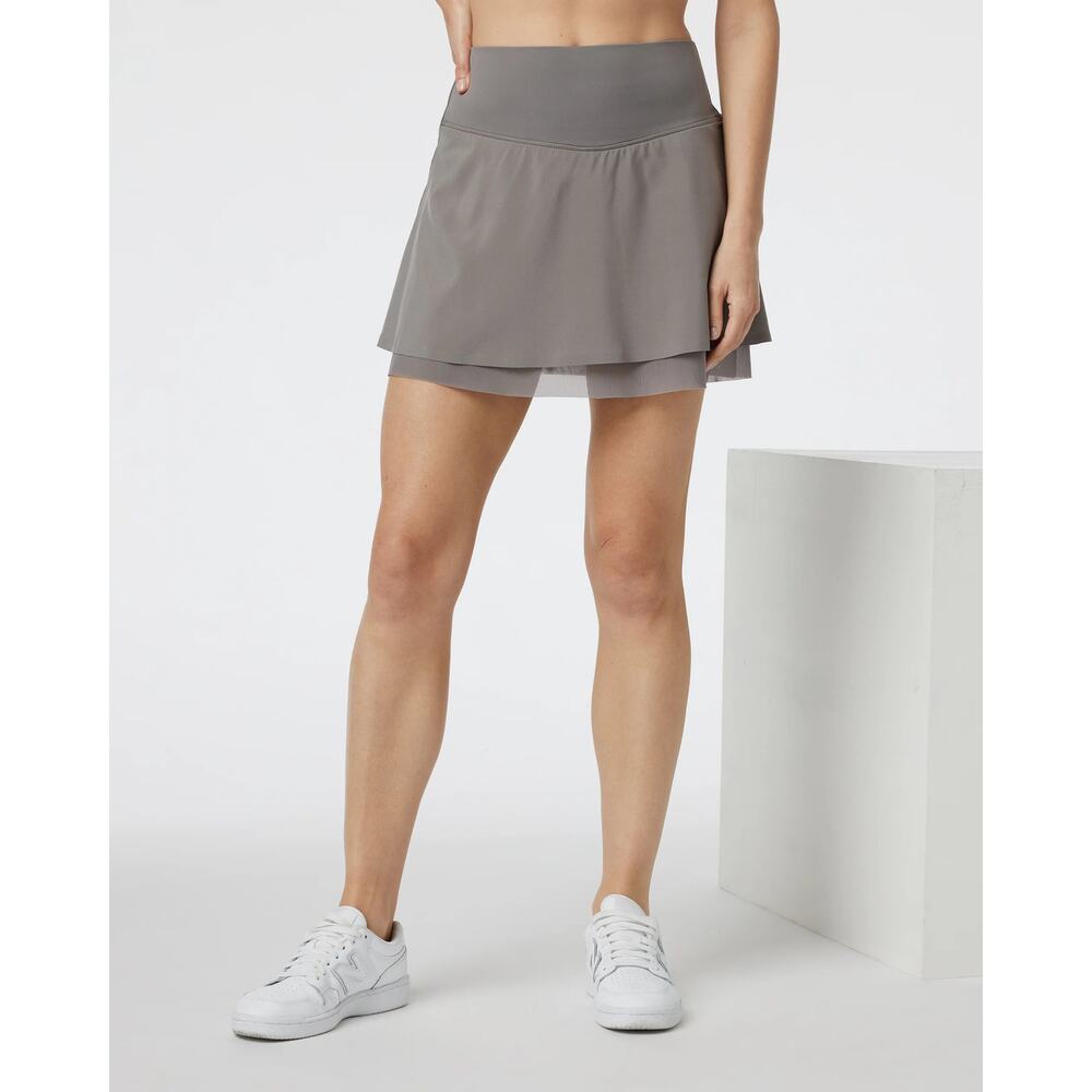 Vuori Hot Mesh Skirt in Smoke High Rise Built in Shorts Mini Skort